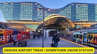 Train from Denver International Airport to Downtown Denver Union Station RTD A Line Transit [upl. by Johnathon359]