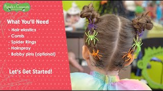 Halloween Creepy Crawly Buns Tutorial  Pigtails amp Crewcuts Haircuts for Kids [upl. by Ahsekim246]