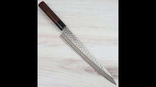 Tsunehisa Hammered Damascus Sujihiki 240mm Unboxing [upl. by Salem361]