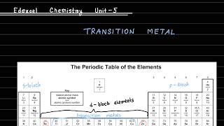 Edexcel IAL Chemistry Unit 5 Transition Metal Chapter 17 Lecture Part 1 [upl. by Anec]