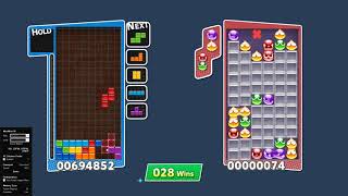 TAS AI Puyo Puyo Tetris PC Versus Endurance Mode  Zetris No Hold 478M Score 76 Wins [upl. by Elegna]