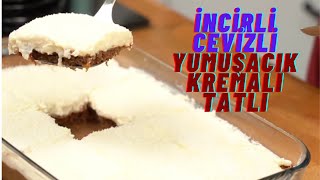 İncirli Cevizli Kek Üstüne Yumuşacık Kremalı Kolay Dilim Tatlı Tarifi👨‍🍳👌🏻Oktay Usta [upl. by Noxaj374]