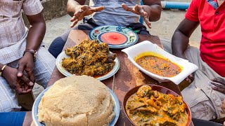 Ogbono And Egusi Soup With A Mountain Of Eba  Best Nigeria Soup And Swallow Mukbang [upl. by Whitten]