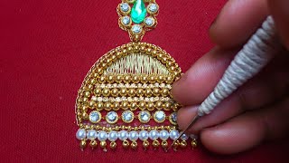 Aariwork embroideryjumukka designjimikki kammal design tutorial [upl. by Ahcmis]