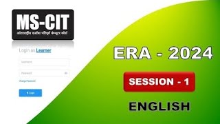 MSCIT ERA 2024 Session – 1 English  mscit IT Awareness era session – 1  era Session 1 2024 [upl. by Scurlock]