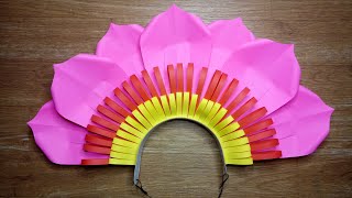 EASY HANDMADE PAPER FLOWER HEADDRESS [upl. by Nov]