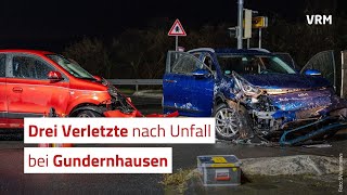 Drei Verletzte nach Frontalzusammenstoß bei Gundernhausen [upl. by Lauri]