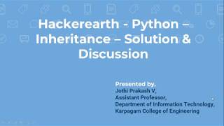 Hackerearth  Python Inheritance May 15 2020 [upl. by Sunda373]