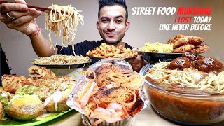 Hakka Noodles with Manchurian Butter Maggi Kurkure Momo Dahi GolGappe Cheese Spring Roll MUKBANG [upl. by Sigismondo704]