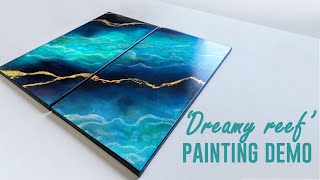 ABSTRACT ACRYLIC PAINTING  quotDreamy reefquot  DEMO [upl. by Michaeline]