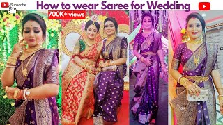 Traditional Bengali Style Saree Draping Tutorial for Practical Wedding Look [upl. by Schaper548]