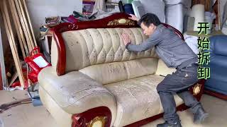 how to make sofa leather sofa repair sofa making sofa set creating sofa making process simple sofa [upl. by Kisor318]