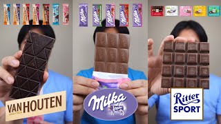 KOMPILASI MAKAN BERBAGAI MACAM COKLAT VAN HOUTEN MILKA DAN RITTER SPORT [upl. by Austine]