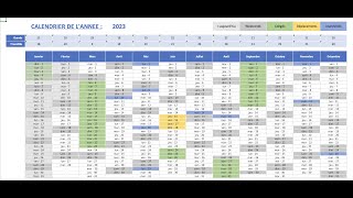 Créer un calendrier dynamique annuel 1  Tuto Excel [upl. by Dercy]