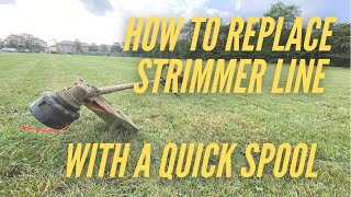 HOW TO REPLACE STRIMMER LINE ON A QUICK SPOOL HEAD  ECHO STRIMMER [upl. by Dorin]