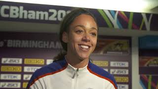 2018 world indoor champion Katarina JohnsonThompson embracing TheMoment [upl. by Bearnard]