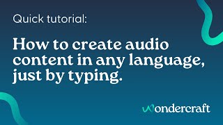 Quick tutorial How to start creating audio with Wondercraft [upl. by Ahgiela]