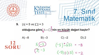 7 Sınıf Tam Sayılar MEB Kazanım Testi Soruları ve Çözümleri [upl. by Colvert]