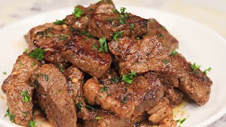 GARLIC BUTTER STEAK BITES RECIPE [upl. by Siward]