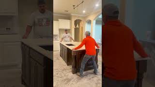 Oh Look It Took Just Three Guys to Install This Quartzite Countertop remodel kitchen [upl. by Saxela]