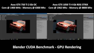 GTX 1050 TI vs GTX 750 TI  Blender CUDA Blenchmark  GPU Rendering  1080p60 [upl. by Refotsirc]