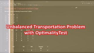 Unbalanced Transportation Problem with Optimality Test [upl. by Ahsielat]