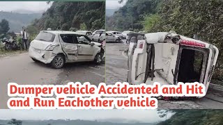 Dumper vehicles hit and Run by others vehicle 🚑 break failed  fall down Road side [upl. by Alpert]