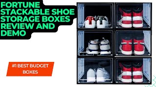 Amazon FORTUNE Shoe Storage Boxes Organizer Best Budget Stackable Sneaker Display Review Demo [upl. by Kingsbury648]