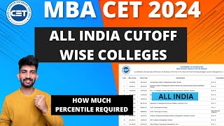 MBA CET All India Cutoffs Wise College 2024  MBA CET Cutoffs wise Colleges 2024 [upl. by Enitsirk]