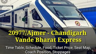 20977Ajmer  Chandigarh Vande Bharat Express  Timetable Schedule Ticket Chair amp Executive Car [upl. by Gwynne609]