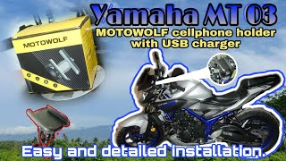 Installing Motowolf cellphone holder w charger on Blu  MT03 upgrade [upl. by Halle]