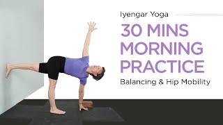 Intermediate Iyengar Yoga30 Mins Morning PracticeBalancing amp Hip Mobility [upl. by Nerdna]