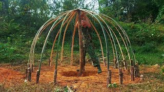 20 days to build survival shelter in the tropical rainforest Solo bushcraft  Cacth and cook [upl. by Frank290]