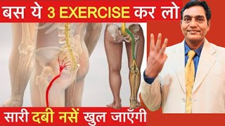 बस ये 3 एक्सरसाइज कर लो सारी दबी नसें खुल जाएगी  scitica pain relief exercises  lower back pain [upl. by Hahseram132]