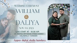 WEDDING CEREMONY  WILLIAM amp DALIYA  Appus digital studio kundara [upl. by Oiramej]