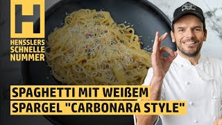 Schnelles Spaghetti mit weißem Spargel „Carbonara Style“ Rezept von Steffen Henssler [upl. by Marinna]