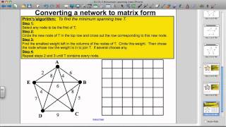 Prims Algorithm Decision Maths 1 [upl. by Nwahsyt]