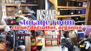 INSANE STORAGE ROOM CLEAN OUT  DECLUTTER  ORGANIZE  BEFORE AND AFTER  MAJOR TRANSFORMATION [upl. by Fanestil]