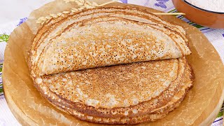 🥞Тонкие дрожжевые блины из цельнозерновой муки на молоке Вкусные кружевные блинчики на дрожжах [upl. by Eenolem]