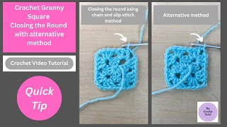 Closing the Granny Square round with an alternative method  quick crochet tip [upl. by Bovill]