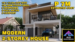 TRENDY 2STOREY HOUSE DESIGN 200 SQM  ALG DESIGNS 49 [upl. by Akalam932]