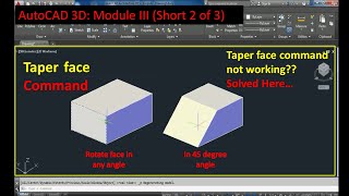 how to rotate any face of solid object or use of taper face command in autocad [upl. by Felicity680]