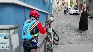 Balat colorful houses street Istanbul with Yamaha crosscore rc e bike Dji Neo follow mode [upl. by Hildick]