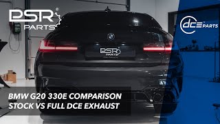 BMW G20 330e  Stock Exhaust Sound vs DCE Parts 200 cell Downpipe amp Catback Exhaust Sound [upl. by Lisk]