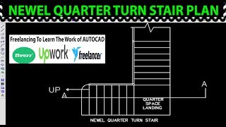 how to draw the plan of a Newel quarter turn staircase in autocadautocad tutorials01 [upl. by Nepil]