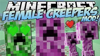 Minecraft  FEMALE CREEPERS MOD Creeper Girlfriends Pink Creepers amp More  Mod Showcase [upl. by Einavoj615]