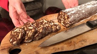 SALAME DI CIOCCOLATO SENZA UOVA E BURRO  Ricetta facile e veloce  CHOCOLATE SALAMI RECIPE [upl. by Senilec848]