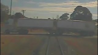 Pacific National Train Hits BDouble Semi Truck in Condobolin Australia 2017 Full Video [upl. by Nelluc302]