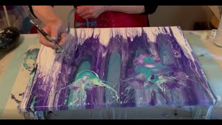 An Acrylic Pour With Splatters and Throwing Paint Around [upl. by Irina454]