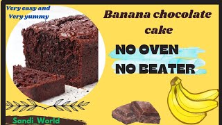 Banana chocolate cake 🍫🍌🥮without oven without chocolate very easy 😻 Very yummy 😋 no beater✨️ cake [upl. by Dielle112]